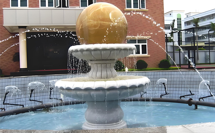 會轉(zhuǎn)動的石雕風(fēng)水球噴泉--夏日清涼新寵！