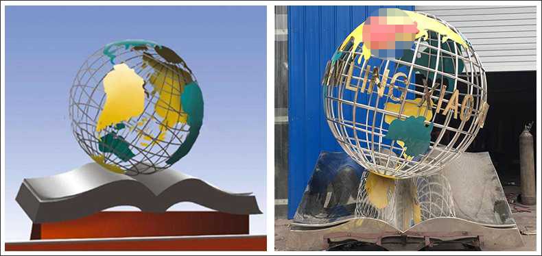不銹鋼地球，景觀地球雕塑，學校地球儀擺件