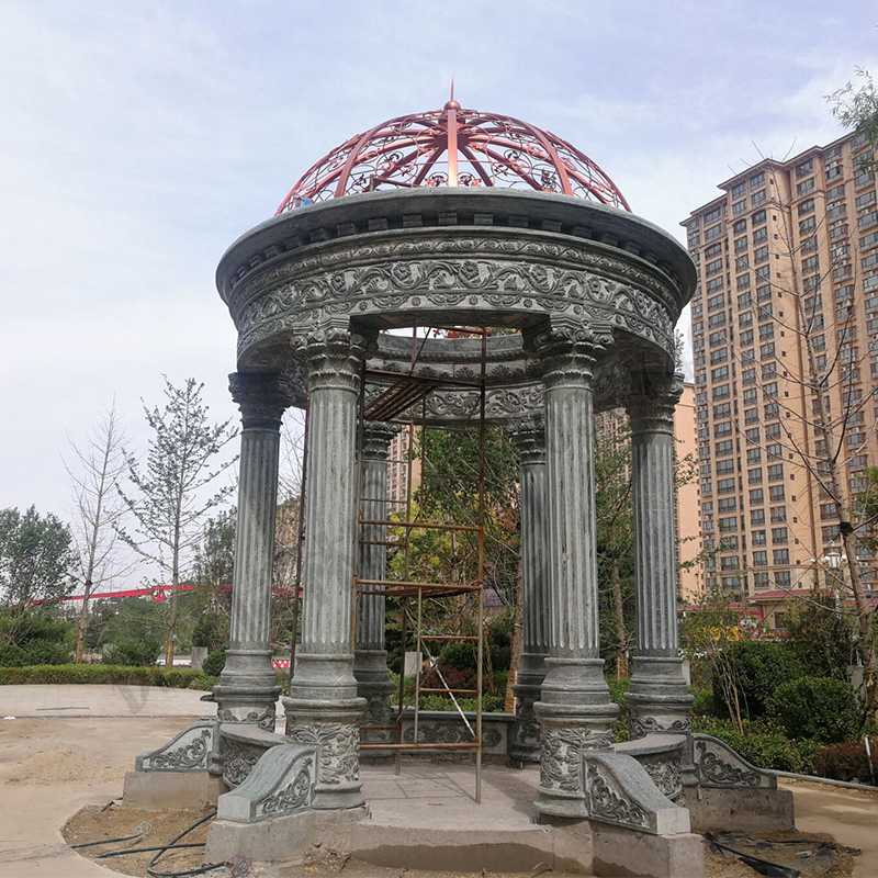 歐式景觀涼亭，小區花園休息亭子，石雕景觀亭子，綠色景觀涼亭1.jpg